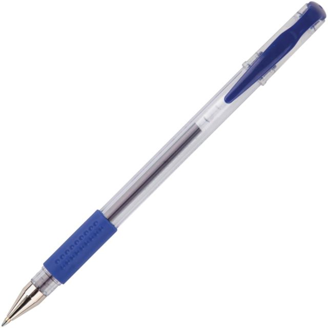Integra Gel Ink Stick Pens, Clear Barrel, Blue Ink, Pack Of 12 Pens (Min Order Qty 14) MPN:36194