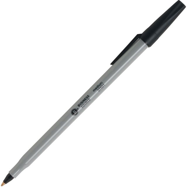 Business Source Bulk Pack Ballpoint Stick Pens - Medium Pen Point - Black - Tungsten Carbide Tip - 60 / Box (Min Order Qty 10) MPN:37531