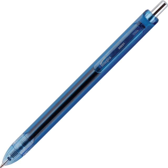 Integra Quick-Dry Gel Ink Retractable Pens, 0.7 mm, Blue Ink, Pack Of 12 Pens (Min Order Qty 9) MPN:99691