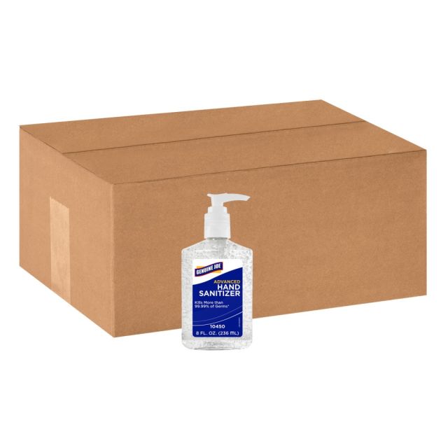 Genuine Joe Hand Sanitizer - Neutral Scent - 8 fl oz (236.6 mL) - Pump Bottle Dispenser - Kill Germs - Hand - Yes - Clear - Bio-based - 24 / Carton MPN:10450CT