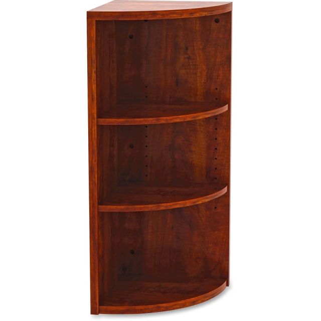 Lorell Essentials Series 36inH 3-Shelf Corner Bookcase, Cherry 69890 Cabinets & Storage