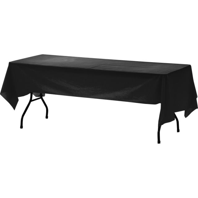 Genuine Joe Plastic Table Covers - 108in Length x 54in Width - Plastic - Black - 24 / Carton (Min Order Qty 2) MPN:00068CT