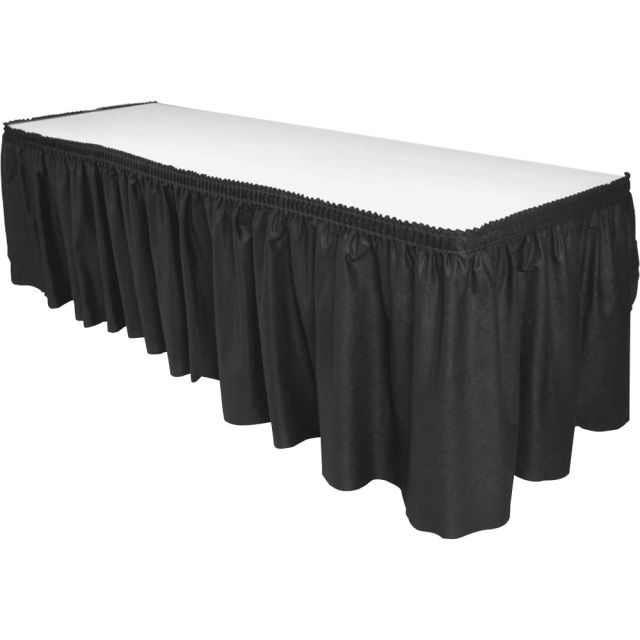 Genuine Joe Nonwoven Table Skirts - 14 ft Length x 29in Width - Adhesive Backing - Polyester - Black - 6 / Carton MPN:11916CT