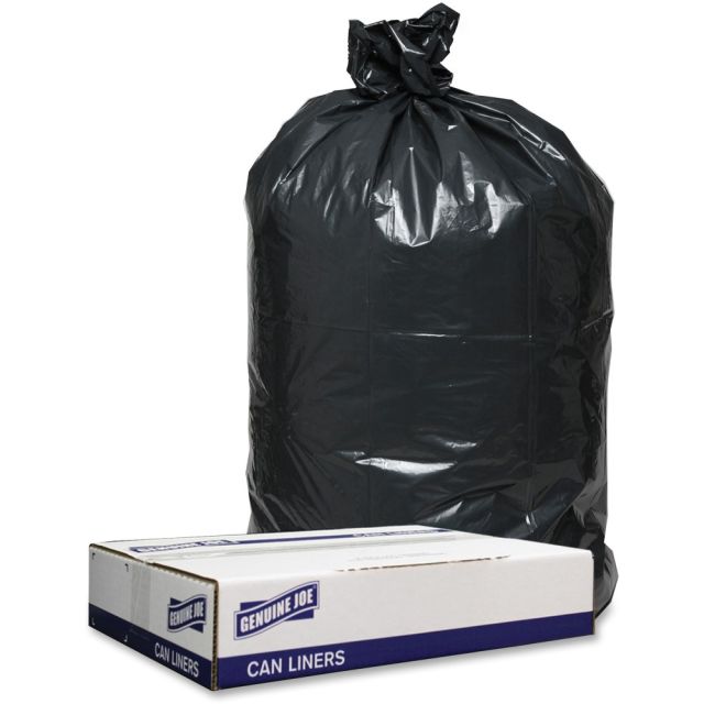 Genuine Joe Low Density Black Can Liners - 33 gal Capacity - 33in Width x 39in Length - 1.20 mil (30 Micron) Thickness - Low Density - Black - 100/Carton - Can - Recycled (Min Order Qty 2) MPN:98207