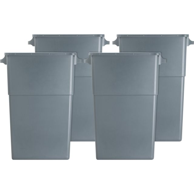 Genuine Joe 23-gallon Space-Saving Waste Container - 23 gal Capacity - Rectangular - Handle - 30in Height x 20in Width x 11in Depth - Gray - 4 / Carton MPN:60465CT