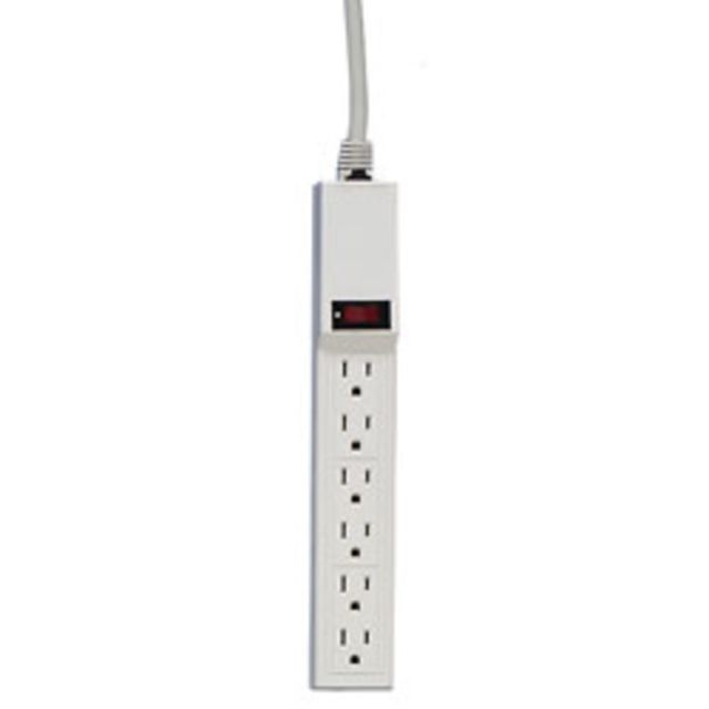 Compucessory 6-Outlet Power Strip, 6ft Cord, Gray (Min Order Qty 5) 55155 Battery Accessories