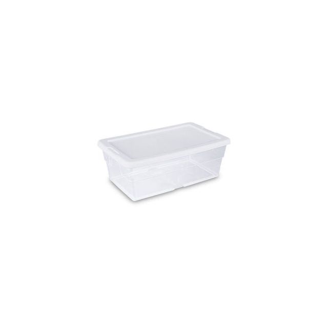 Sterilite 6 Quart 16428012 Clear Storage Tote with White Lid 13-5/8