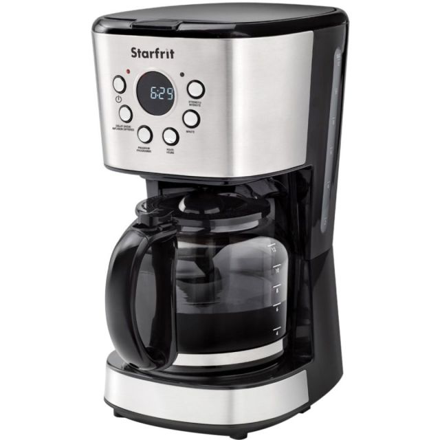 Starfrit 12-Cup Drip Coffee Maker - Programmable - 900 W - 1.90 quart - 12 Cup(s) - Multi-serve - Timer - Black, Stainless Steel - Glass Body (Min Order Qty 2) MPN:024001-002-0000