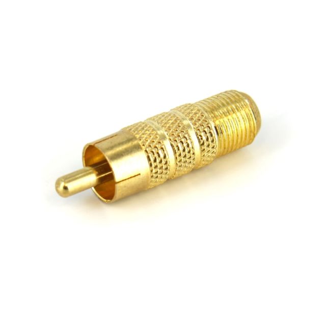 StarTech.com RCA to F Type Coaxial Adapter M/F - 1 x F Connector Female Audio/Video - 1 x RCA Male Audio/Video - Gold-plated Connectors - Gold (Min Order Qty 11) MPN:RCACOAXMF