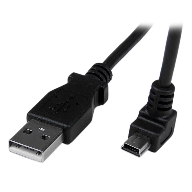 StarTech.com 2m Mini USB Cable - A to Down Angle Mini B - First End: 1 x Type A Male USB - Second End: 1 x Type B Male Mini USB - Shielding - Black (Min Order Qty 9) MPN:USBAMB2MD