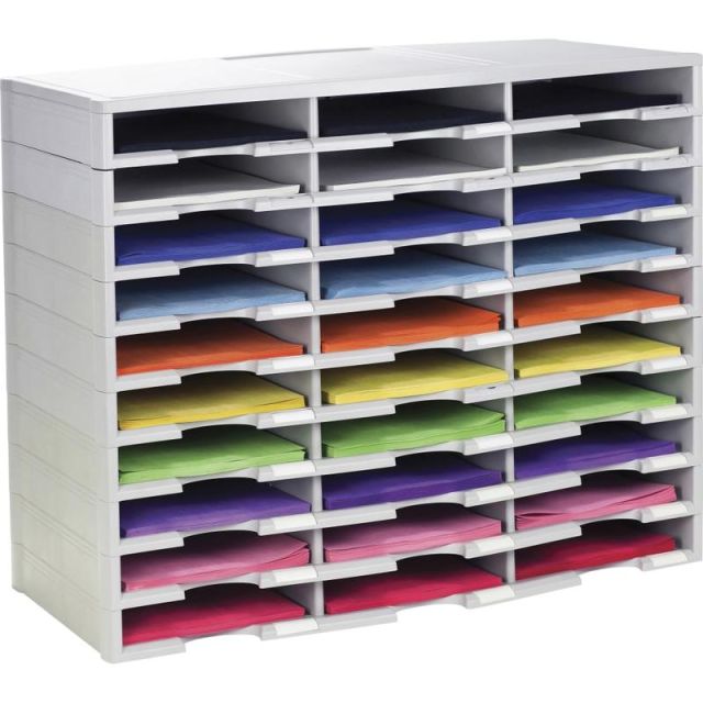 Storex Stackable Literature Sorter - 15000 x Sheet - 30 Compartment(s) - 9.50in x 12in - 25.5in Height x 14.1in Width31.4in Length - Gray - Plastic - 1 Each MPN:61418U01C