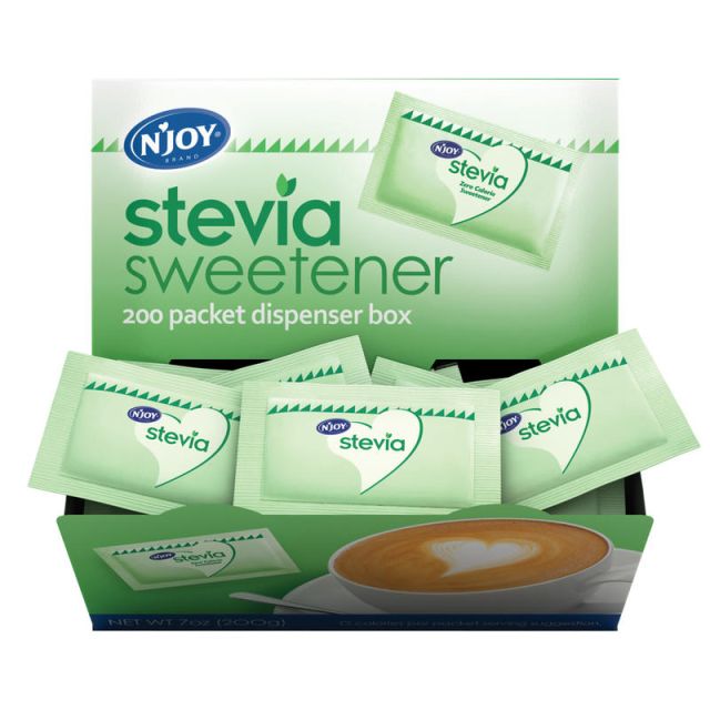 nJoy Green Stevia Packets With Dispenser, Green, Box Of 200 (Min Order Qty 4) MPN:83262