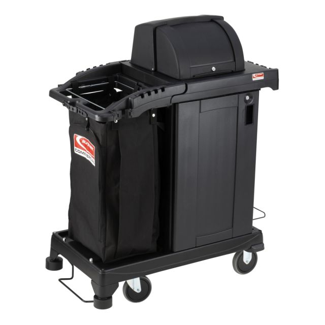 Suncast Commercial Resin Cleaning Cart, Lockable Hood, 46-5/8inH x 2-1/4inW x 43-7/16inD, Black MPN:CCH200