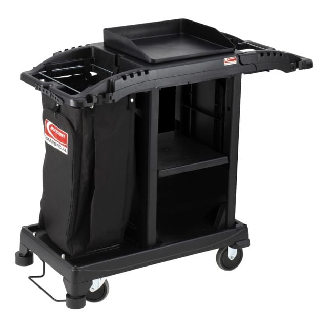 Suncast Commercial Plastic Cart, Compact Housekeeping, 46-5/8inH x 23-1/4inW x 43-7/16inD, Black MPN:HKCCT100