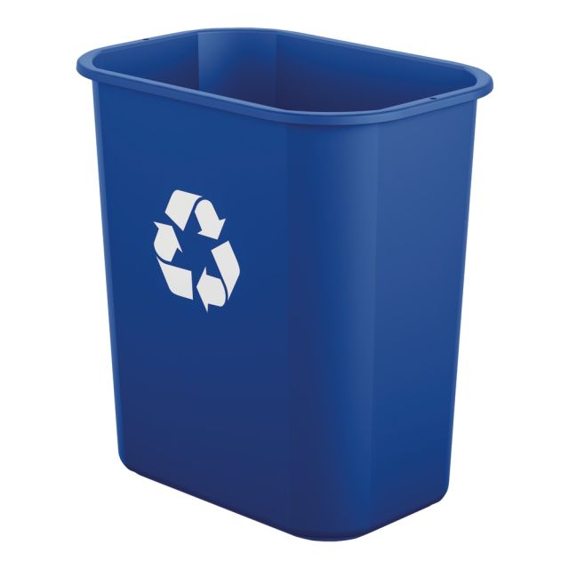Suncast Commercial Desk-Side Resin Trash Cans With Recycle Label, 3 Gallons, Blue, Set Of 12 Cans MPN:TCIND312BLR