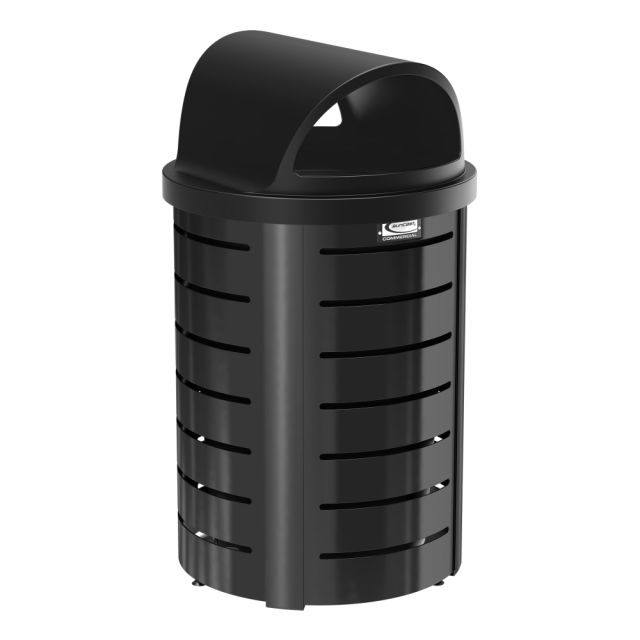 Suncast Commercial Outdoor Decorative Round Metal Trash Can With Roto-Molded Lid, 35 Gallons, Black MPN:MTCRND3501