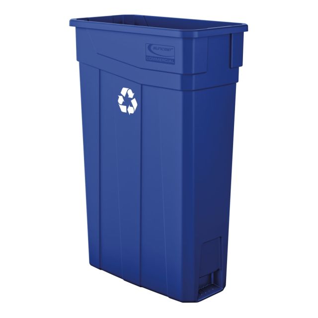 Suncast Commercial Narrow Rectangular Resin Trash Can, 23 Gallons, 30inH x 11inW x 20inD, Blue Recycle (Min Order Qty 2) MPN:TCN2030BLR