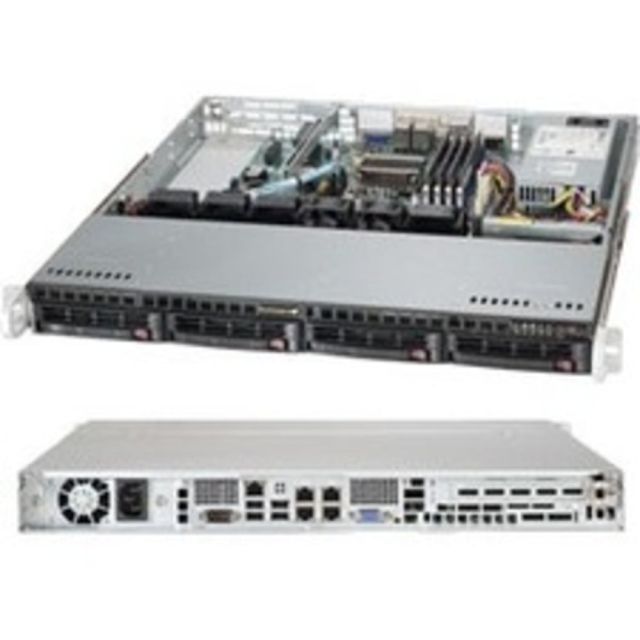 Supermicro SuperServer 5018A-MHN4 1U Rack Server - 1 x Intel Atom C2758 2.40 GHz - Serial ATA/300, Serial ATA/600 Controller - 64 GB RAM Support - ASPEED AST2400 Graphic Card - Gigabit Ethernet - 4 x LFF Bay(s) - 1 x 200 W MPN:SYS-5018A-MHN4