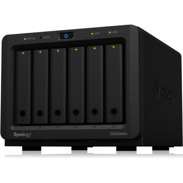 Synology DiskStation DS620slim SAN/NAS Storage System - Intel Celeron J3355 Dual-core (2 Core) 2 GHz - 6 x HDD Supported - 30 TB Supported HDD Capacity - 6 x SSD Supported MPN:DS620SLIM