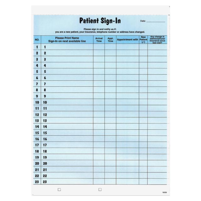 Tabbies Patient Sign-In Label Forms, Blue, Pack of 125 MPN:14531