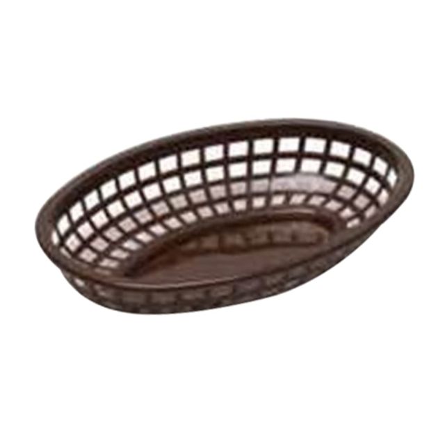 Tablecraft Oval Plastic Side Order Baskets, 1-7/8inH x 5-1/2inW x 7-3/4inD, Brown, Pack Of 12 Baskets (Min Order Qty 4) MPN:1071BR