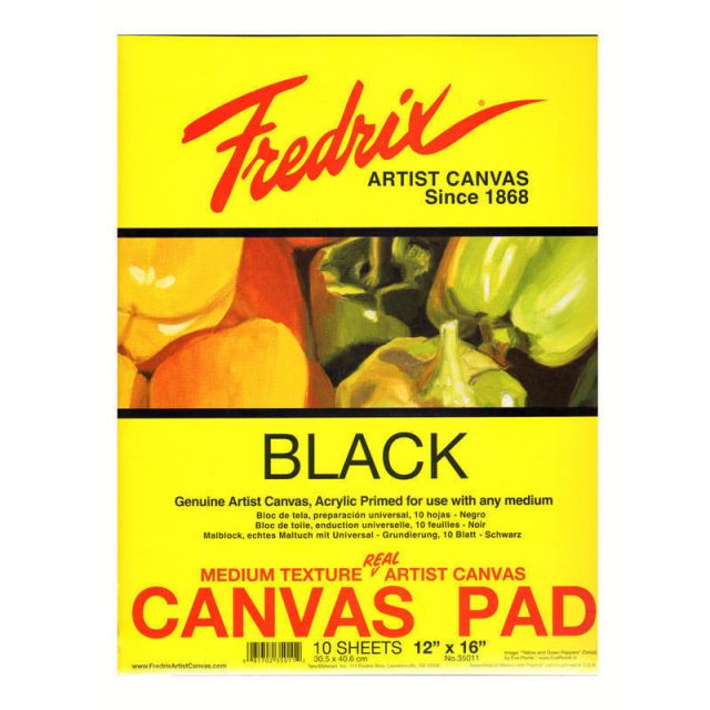 Fredrix Black Canvas Pad, 12in x 16in, 10 Sheets (Min Order Qty 2) MPN:35011