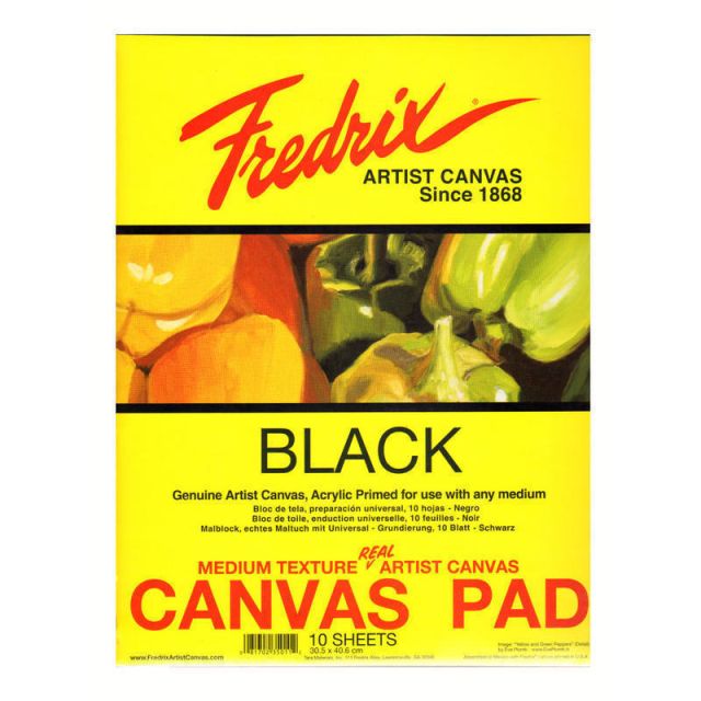 Fredrix Black Canvas Pad, 16in x 20in, 10 Sheets (Min Order Qty 2) MPN:35021