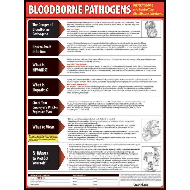 ComplyRight Bloodborne Pathogens Poster, 18in x 24in (Min Order Qty 2) MPN:WR0233