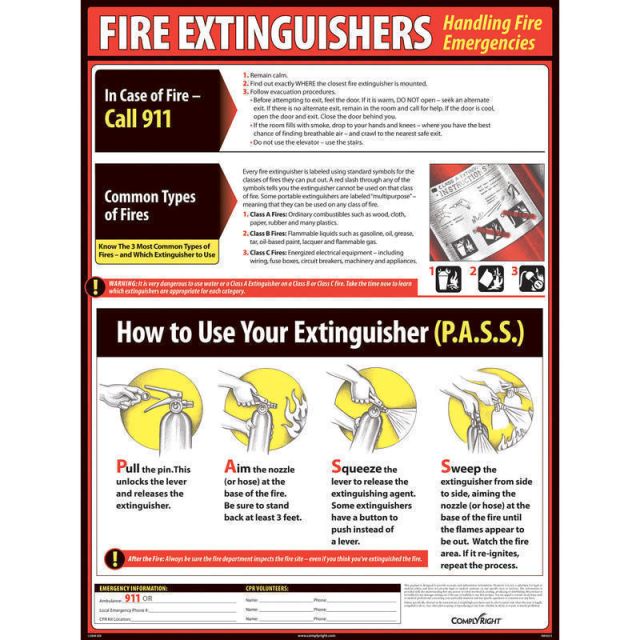 ComplyRight Fire Extinguisher Poster, 18in x 24in (Min Order Qty 2) MPN:WR0239