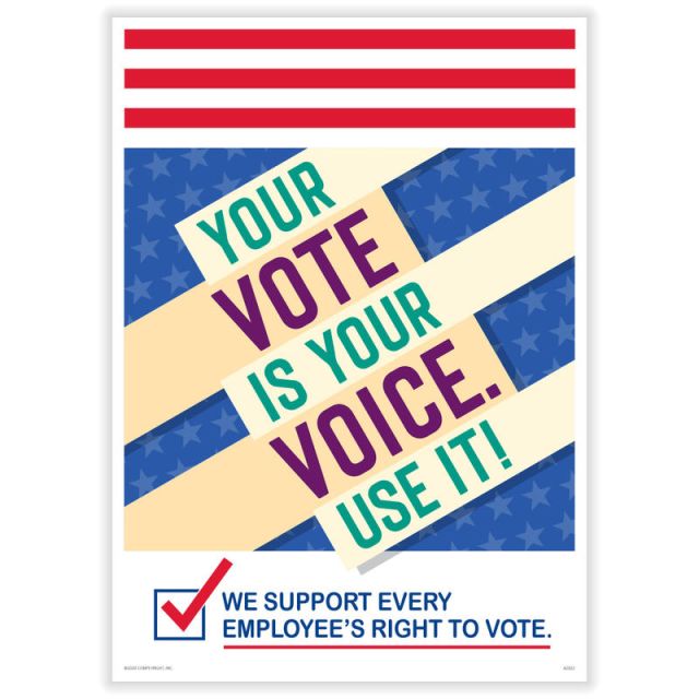 ComplyRight Get Out The Vote Posters, Your Vote Is Your Voice, English, 10in x 14in, Pack Of 3 Posters (Min Order Qty 2) MPN:A2022PK3