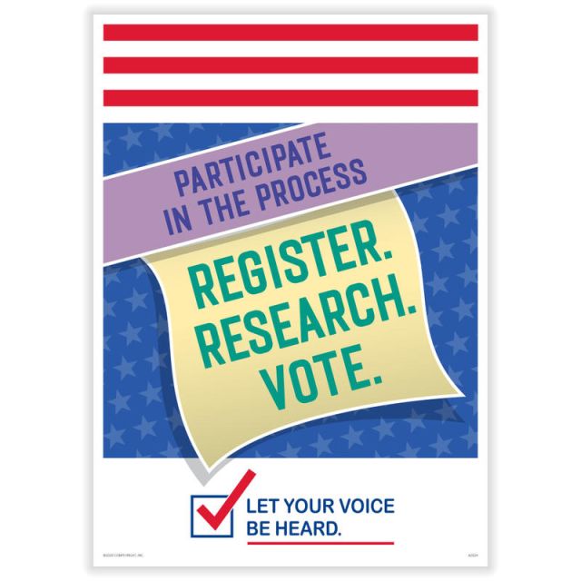 ComplyRight Get Out The Vote Posters, Participate In The Process, English, 10in x 14in, Pack Of 3 Posters (Min Order Qty 2) MPN:A2024PK3