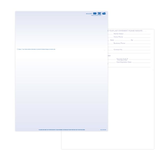 Laser 2-Sided Healthcare Medical Billing Statements, Preprinted MC/Visa/Discover Credit Card Accepted, 1-Part, 8-1/2in x 11in, Blue, Pack Of 1,000 Sheets MPN:WLCS106-BK1000