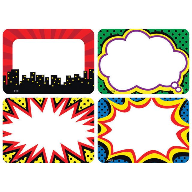 Teacher Created Resources Superhero Name Tags, 3 1/2in x 2 1/2in, Multicolor, Pack Of 180 (Min Order Qty 3) MPN:TCR5587BN