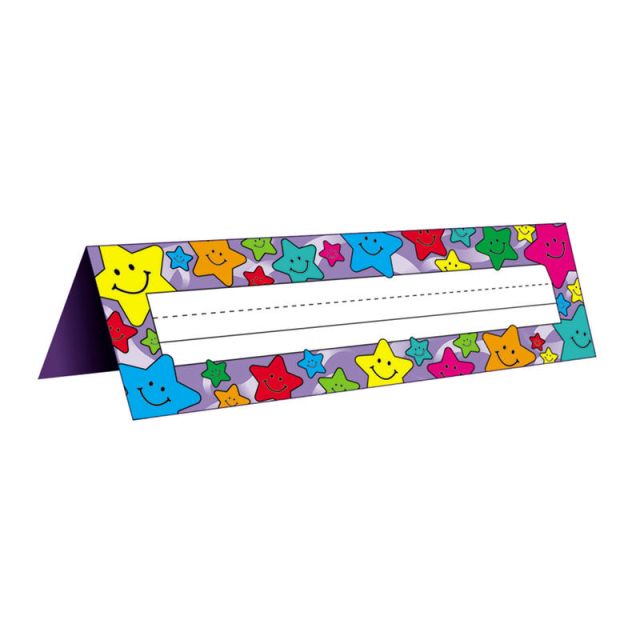 Teacher Created Resources Tented Name Plates, 7in x 11 1/2in, Happy Stars, Pre-K - Grade 8, 36 Plates Per Pack, Set Of 4 Packs (Min Order Qty 2) MPN:TCR1941BN