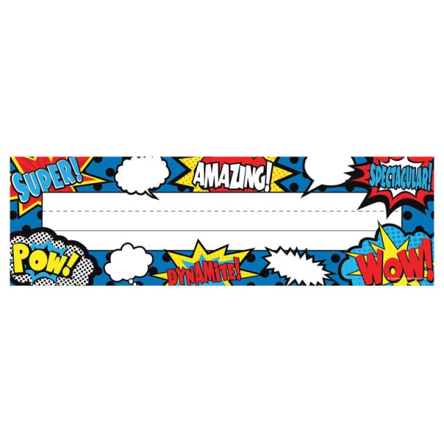 Teacher Created Resources Flat Name Plates, 3 1/2in x 11 1/2in, Superhero, 36 Plates Per Pack, Case Of 5 Packs (Min Order Qty 2) MPN:TCR5588BN