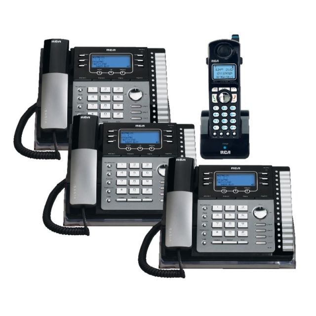Telefield RCA 4-Line DECT 6.0 Expandable Cordless/Corded Phone System With Digital 5DSKBNDL