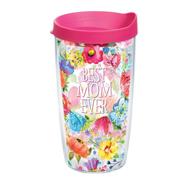 Tervis Best Mom Ever Tumbler With Lid, Floral Design, 16 Oz, Clear (Min Order Qty 3) 1286454