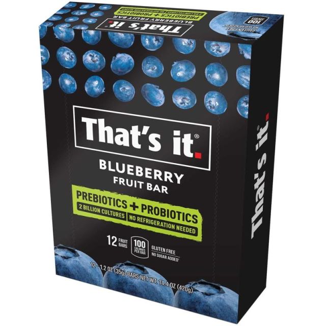 Thats It Fruit Bars, Probiotic Blueberry, 1.2 Oz, Pack Of 12 Bars (Min Order Qty 2) MPN:1722PRBL