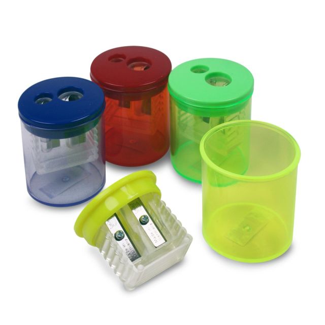The Pencil Grip Eisen Pencil Sharpeners, 2 Hole, Assorted Colors, Pack Of 12 (Min Order Qty 3) MPN:ESN513-12