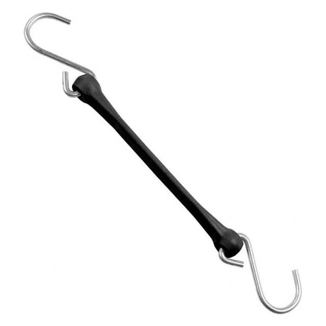 Heavy-Duty Bungee Strap Tie Down: Triangulated Galvanized S Hook, Non-Load Rated MPN:B12BK