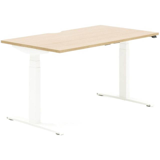 Allermuir Slide Electric Height-Adjustable Standing Desk, 29inH x 54inW x 24inD, Oak/White MPN:SDE5424WHOAK