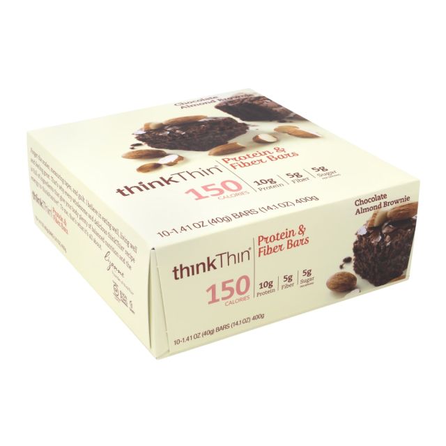 thinkTHIN Chocolate Almond Brownie Protein Bars, 1.41 Oz, Box Of 10 Bars (Min Order Qty 2) MPN:71095