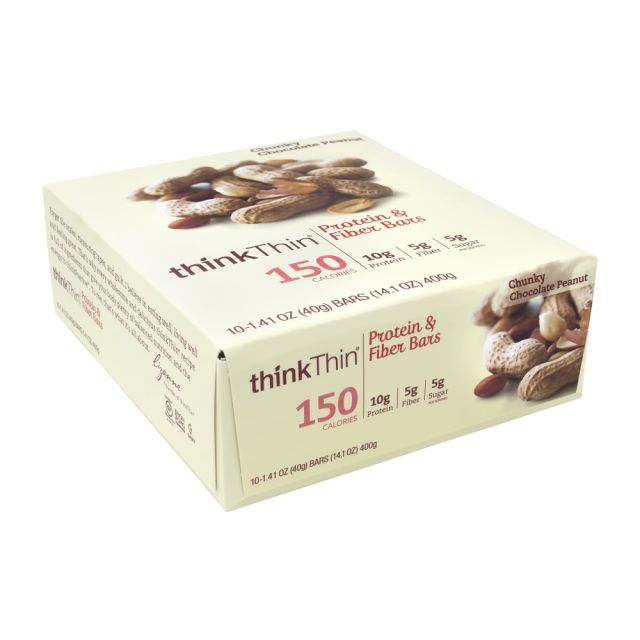 thinkTHIN Chunky Chocolate Peanut Protein Bars, 1.41 Oz, Box Of 10 Bars (Min Order Qty 2) MPN:71101