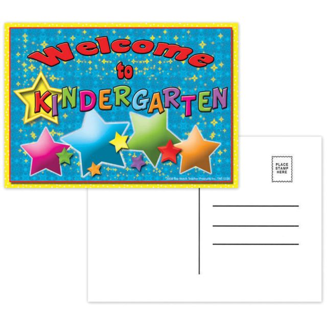 Top Notch Teacher Products Welcome To Kindergarten Postcards, 4 1/2in x 6in, Multicolor, 30 Postcards Per Pack, Bundle Of 12 Packs MPN:TOP5116BN