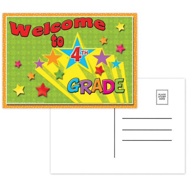Top Notch Teacher Products Welcome To 4th Grade Postcards, 4 1/2in x 6in, Multicolor, 30 Postcards Per Pack, Bundle Of 12 Packs MPN:TOP5120BN