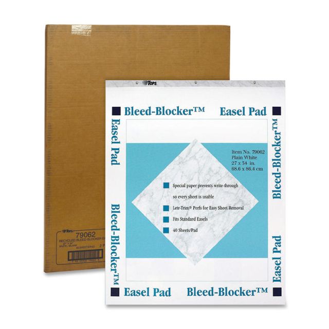 TOPS Bleed Blocker 30% Recycled Easel Pads, 27in x 34in, 40 Sheets, Carton Of 2 MPN:79062