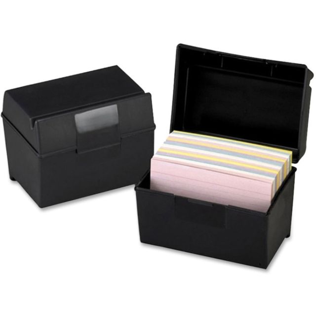Oxford Plastic Index Card Boxes with Lids - External Dimensions: 6in Width x 4in Height - 400 x Card - Flip Top Closure - Plastic - Black - For Card - 1 Each (Min Order Qty 7) MPN:01461