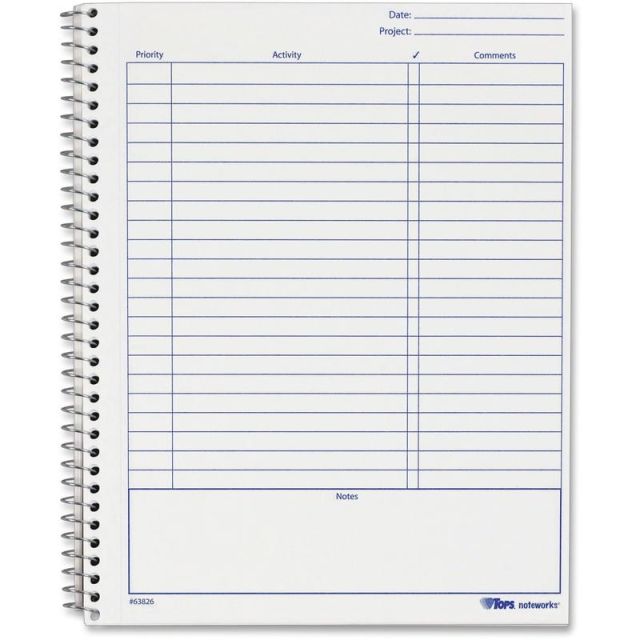 TOPS Noteworks Project Planner - 6 3/4in x 8 1/2in White Sheet - Wire Bound - Poly, Plastic, Chipboard - Metallic Gold CoverPerforated, Acid-free, Tear-off, Snag Resistant - 1 Each (Min Order Qty 5) MPN:63826