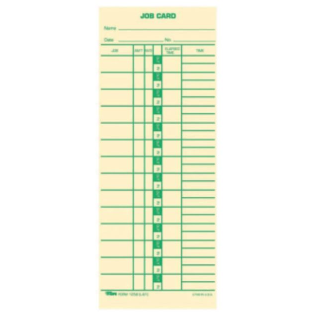 TOPS Time Cards (Replaces Original Card L61), Job Card Form, 1-Sided, 9in x 3 1/2in, Box Of 500 (Min Order Qty 2) MPN:1258