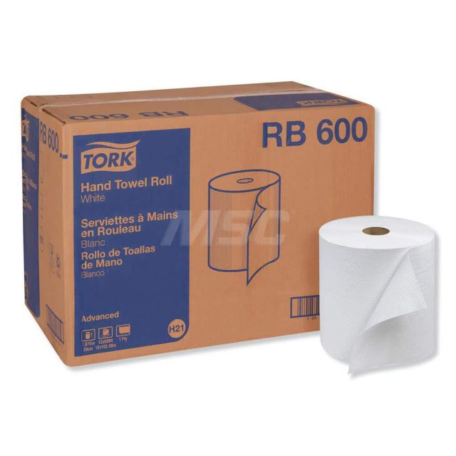 Paper Towels: Hard Roll, Roll, 1 Ply, Recycled Fiber, White MPN:TRKRB600